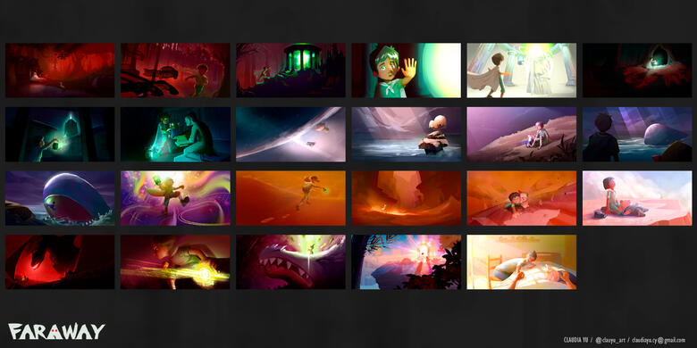FARAWAY project: Color Keyframes for the B&amp;W frames (My version - each of us created their own)